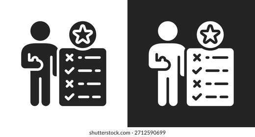 Icono de autodisciplina en estilo de glifo blanco y negro