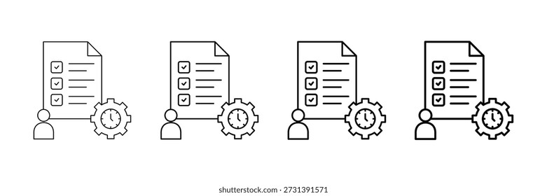 Self Discipline Icons Vector Set In Different Stroke Line Style