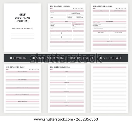Self Discipline Journal Template Printable, Build and Break Habits with This Self-Reflection Guide Paperback