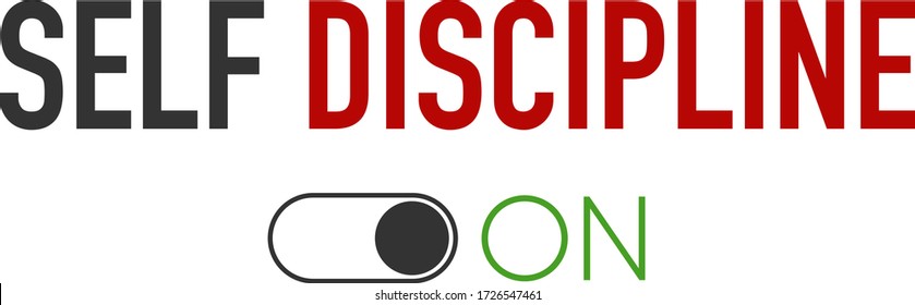 Self Discipline and Motivation concept. Self control system, self management, target, productivity with on button. Vector illustration on white background