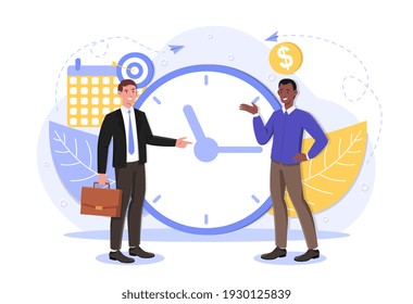 Self Discipline and Motivation concept. Time management self management self control target productivity concept Flat abstract metaphor outline cartoon vector illustration on isolated white background