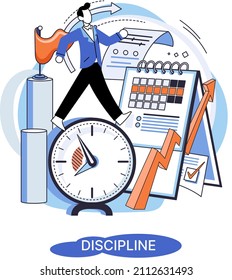 Self discipline and motivation concept. Time management, self management, self control, target. Project management, planning, implementation deadlines and process control, operational discipline