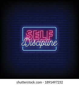 Self Discipline Neon Signs Style Text Vector