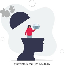 Self discovery, finding yourself searching for self value, success dream or meaning of life, exploration, inner or inside concept.