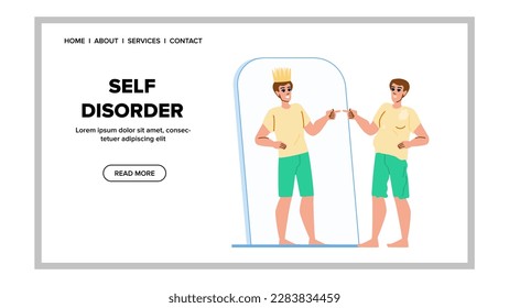 self disorder vector. depressed woman, depression mental, health psychology, unhappy self disorder web flat cartoon illustration