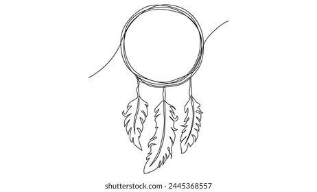 Self draw continuous line dream catcher mystery symbol