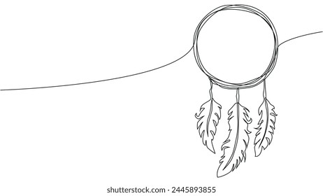 Self draw continuous line dream catcher mystery symbol