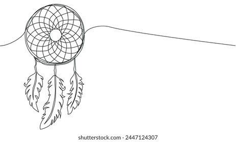 Self draw continuous line dream catcher mystery symbol