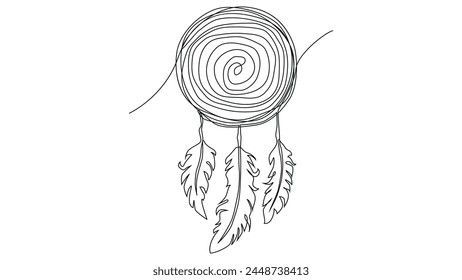 Self draw continuous line dream catcher mystery symbol