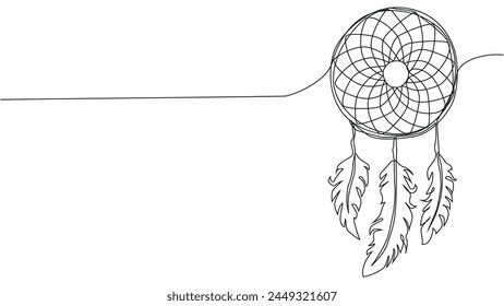 Self draw continuous line dream catcher mystery symbol