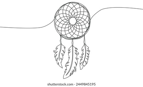 Self draw continuous line dream catcher mystery symbol