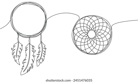 Selbstgezeichnetes kontinuierliches Linie Traum Catcher Mystery Symbol