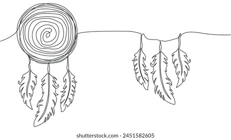 Self draw continuous line dream catcher mystery symbol