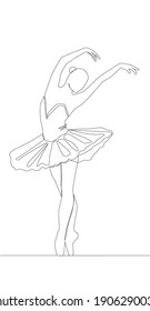 Self drawing animation of continuous line drawing of woman ballet dancer.
