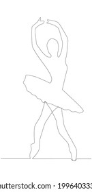Self drawing animation of continuous line drawing of woman ballet dancer.