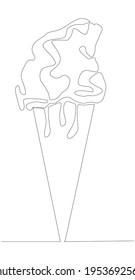 Animación autodibujada de un dibujo de una línea de objeto aislado - cono de helado.
