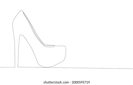 Self drawing animation of one line drawing of high heel shoe.