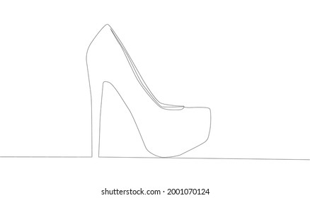 Self drawing animation of one line drawing of high heel shoe.