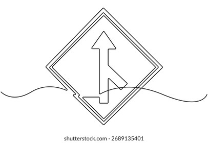 Animação de autodesenho de uma única linha desenhar barreira ferroviária com sinais e luzes de aviso.