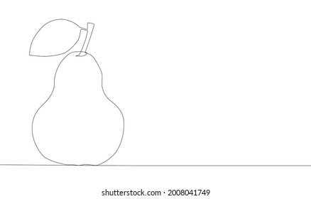 Self drawing animation of yellow pear fruit. Copy space.