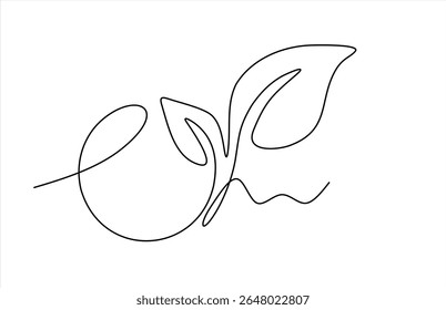 Self drawing of continuous one line draw plant logo Seedling gardening plants, sprouts. Editable stroke. Hand drawn one line vector. 