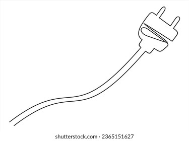 Self drawing line animation power plug Electrical continuous one single line drawn concept