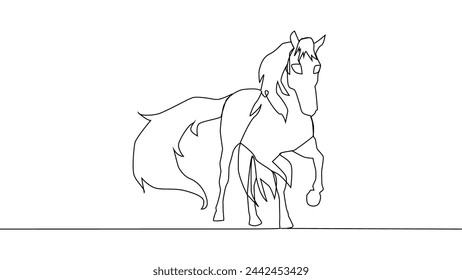 Self drawing one line draw a horse. Minimalism, One line draw