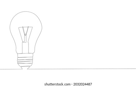 Self drawing of single continuous one line drawing of light bulb. Drawing by hand, black lines on a white background.