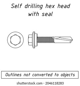 self drilling hex head with seal fastener outline