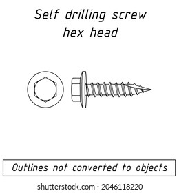 plano de contorno de cabeza hexagonal de tornillo de autoperforación