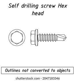 self drilling screw hex head  fastener outline