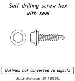 self drilling screw hex head with seal  outline