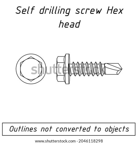self drilling screw hex head fastener outline