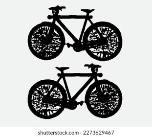 SELF DRIVING BICYCLE, cycling race Silhouette. eps