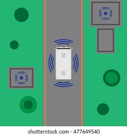 Self driving bus on the way