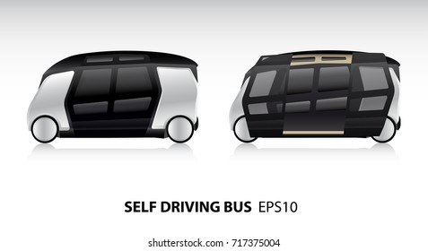 Self driving bus. Vector illustration.