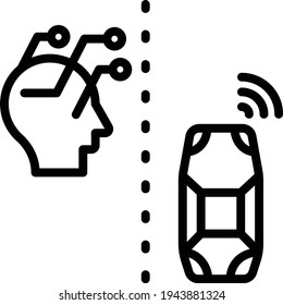 Self driving car Artificial Intelligence Concept, recognition and tracking Vector Icon Design, Autonomous driverless vehicle Symbol, Robo car Sign, Automated driving system stock illustration