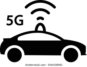 Self driving car connected with 5g network Concept Vector glyph Icon Design, Autonomous driverless vehicle Symbol, Robo car Sign, Automated driving system stock illustration