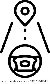 Self driving Car Destination Pin Concept, Autopilot Steering Wheel to Location  Vector Icon Design, Autonomous driverless vehicle Symbol, Robo car Sign, Automated driving system stock illustration