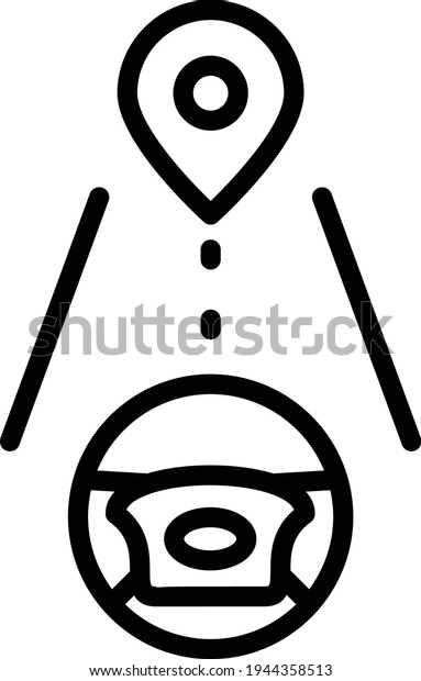 Self driving Car Destination Pin Concept,\
Autopilot Steering Wheel to Location  Vector Icon Design,\
Autonomous driverless vehicle Symbol, Robo car Sign, Automated\
driving system stock\
illustration