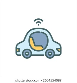 Self Driving Car filled outline icon. smart car color line illustration.