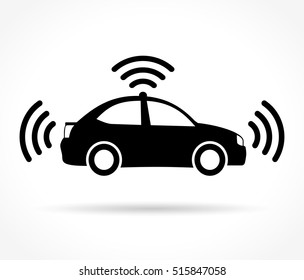 self driving car icon on white background