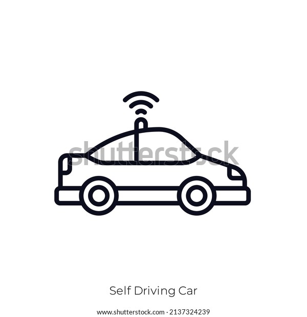 Self Driving Car icon. Outline style icon\
design isolated on white\
background