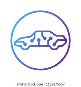 Self driving car line icon, future technology communication. Isolate in white background.