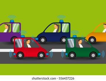 self - driving car on a way