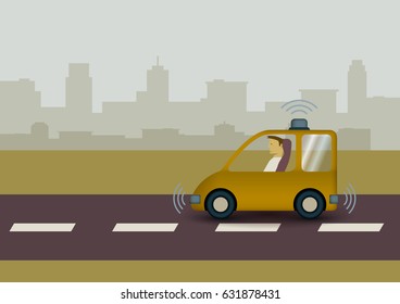 self - driving car on a way