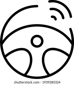 Self Driving Car Steering Wheel with Wifi Signal Concept Vector Icon Design, Autonomous driverless vehicle Symbol, Robo car Sign, Automated driving system stock illustration