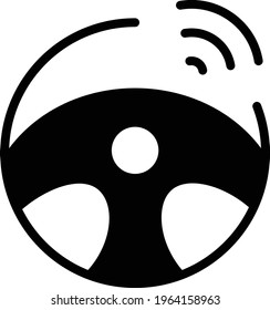 Self Driving Car Steering Wheel with Wifi Signal Concept Vector Glyph Icon Design, Autonomous driverless vehicle Symbol, Robo car Sign, Triptronic  Automated driving system stock illustration, 