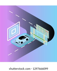 Self Driving Car Vector Illustration