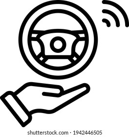 Selbstfahrer-Assistenz Konzept, Streering Wheel Vector Icon Design, Autonome fahrerlose Fahrzeugsymbole, Robo-Autosignatur, Illustration des automatischen Fahrsystems